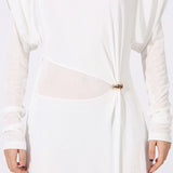 beryl pleated Knitted Fabric Maxi Dress in white