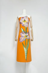 suzanne Appliqué Floral Bustier Maxi Dress in orange