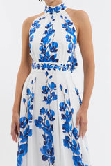 ashley orchid print maxi dress in white
