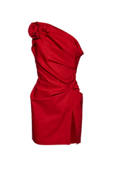 Oayena Floral Appliqué One Shoulder Mini Dress