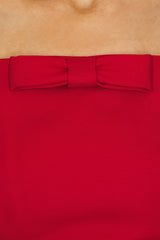 amanda Bow Strapless Maxi Dress in Red