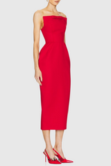 amanda Bow Strapless Maxi Dress in Red