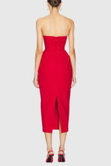 amanda Bow Strapless Maxi Dress in Red