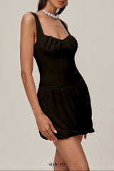 Ruched Bubble Mini Dress In Coffee