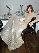 ellen Gold Lurex Ribbed Knit Maxi Dress