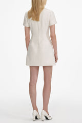 deirdre Cream Boucle Bow Mini Dress