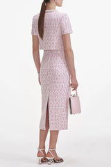 Pink Boucle Pearl Midi Skirt