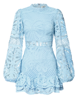 Long Puff Sleeve Lace Mini Dress