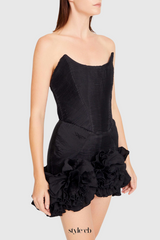 Tatya Flower Strapless Mini Bandage Dress