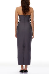 virginia Grey bow Bandage Bodycon strapless Maxi Dress