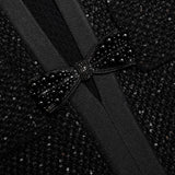 molly Black Sequin Knit Tailored Midi Dress