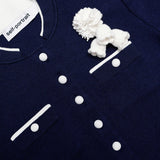 zenobia Navy Crochet Flower Knit Midi Dress