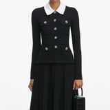 evangeline Black Tailored Knit Midi Dress