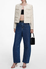 lillian Cream Embellished Boucle Jacket