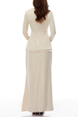 polly apricot Neutral Mock Neck Blouse Mermaid Skirt Set