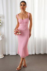 Ruched Bust Tie Front Mermaid Bodycon Dress