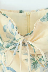 daphne Floral Print Sweetheart Midi Dress in yellow