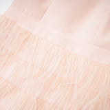 tara feather-detail tassel halter backless dress in pink