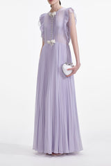 Lilac Chiffon Ruffle Maxi Dress