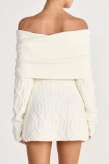 gwendolyn Off Shoulder Knit Mini Dress - White