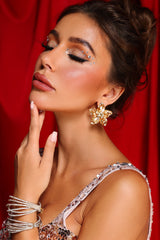 FLOWER RHINESTONE EARRINGS