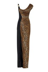 Sayera Leopard Ruched Maxi Dress