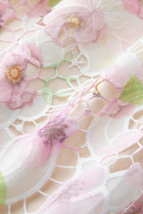 FLYING SLEEVES HIGH WAIST SLIM FIT FLORAL LACE DRESS