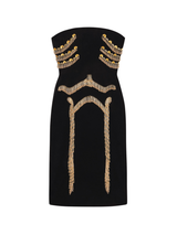 yuri Skeleton tassel embellished Bustier mini Dress in black