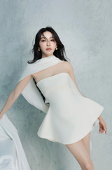 Calwa Scarf Strapless Flare Mini Dress