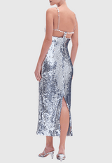 aurora Sequin Pearl Embeliished Midi Bandage Dress