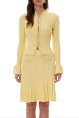 polly Yellow Beaded Knit Blouse & Skirt Set