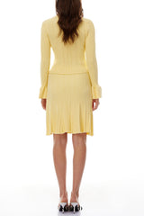 polly Yellow Beaded Knit Blouse & Skirt Set