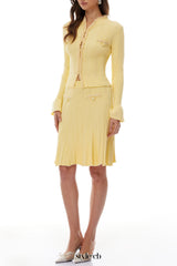 polly Yellow Beaded Knit Blouse & Skirt Set