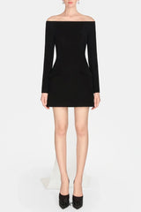 Off Shoulder Bow Embeliished Backless Mini Dress