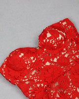 FLORAL EMBROIDERED MIDI DRESS IN RED