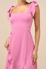 Summer Invite Pink Tie-Strap Tiered Midi Dress