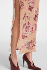 Taysia Floral Strapless Ruched Midi Dress