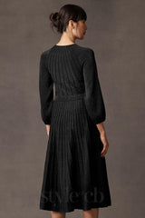 lumia knitted midi dress in black metallic