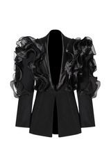 ashley Ruffle embellished Blazer in black