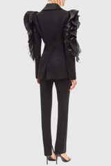 ashley Ruffle embellished Blazer in black
