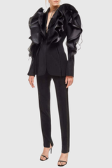 ashley Ruffle embellished Blazer in black