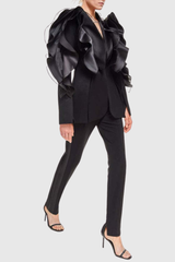 ashley Ruffle embellished Blazer in black