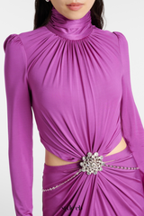 Trisa Crystal Embellished Cutout Maxi Dress - Purple