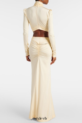 Trisa Crystal Embellished Cutout Maxi Dress - Yellow