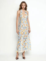 V-neck Side Split Long Dress