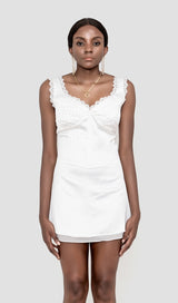 WHITE PIN TUCK MINI DRESS