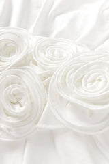 elsa V Neck Flower Ruched maxi Dress in white