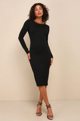 Va Va Voom Black Backless Midi Dress