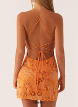 Vietta Sequin Cami Mini Dress in Orange
