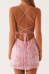 Vietta Sequin Cami Mini Dress in pink